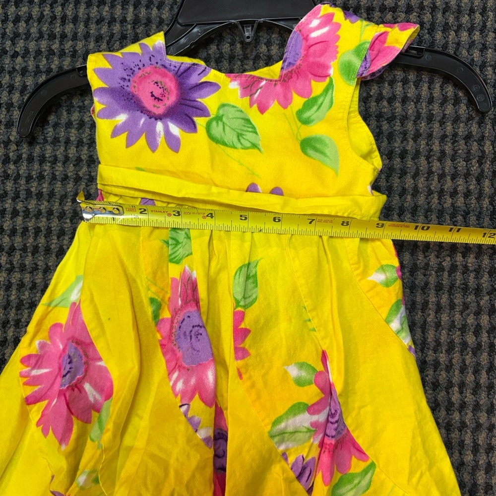 Handmade Floral Toddler Dress with Pink and Purple Accent Flowers- Approx 3-4T - Picture 7 of 8